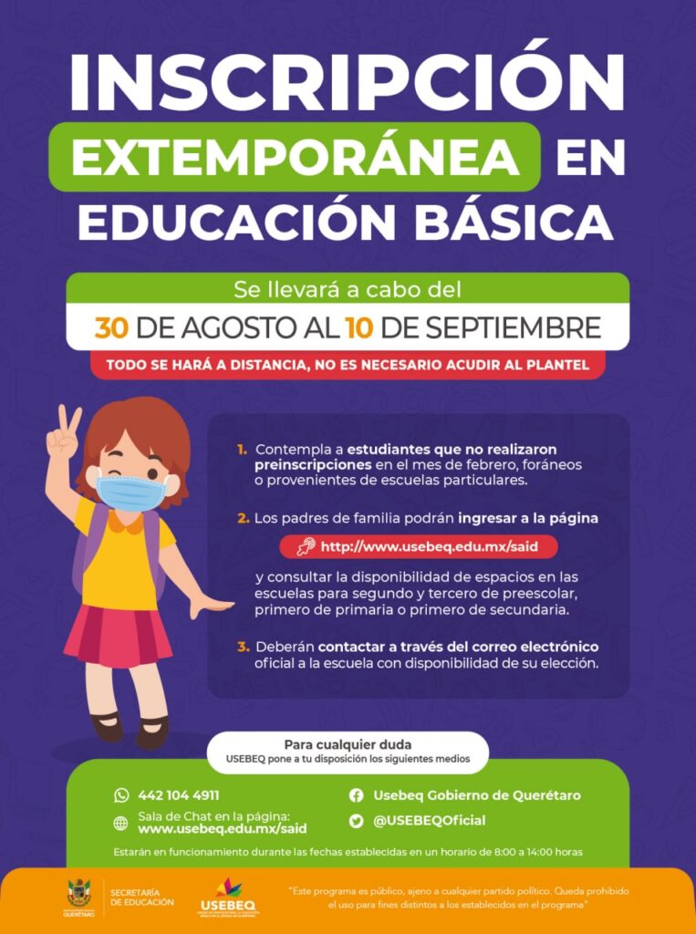 Inscripción-extemporánea-educación-básica-ciclo-escolar-2021-2022-Querétaro-LA*-VOZ