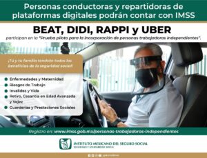 Campaña de comunicación a repartidores por parte del IMSS y plataformas como Rappi.
